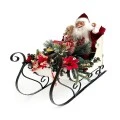 XMAS CREAM METAL SLEIGH WITH SANTA AND CHRISTMAS ARRANGEMENT 95X50X85CM