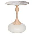 CREME METAL TABLE WITH GOLD BASE AND WHITE CERAMIC SURFACE(MARBLE EFFECT)
