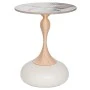 CREME METAL TABLE WITH GOLD BASE AND WHITE CERAMIC SURFACE(MARBLE EFFECT)