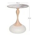 CREME METAL TABLE WITH GOLD BASE AND WHITE CERAMIC SURFACE(MARBLE EFFECT)