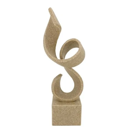 CREAM POLYRESIN ABSTRACT DECO SCULPTURE 11,5X10,5X32CM