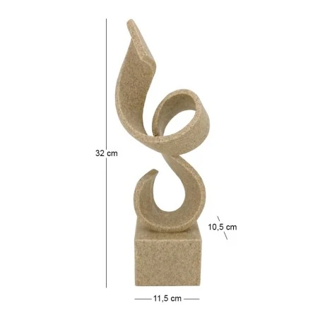 CREAM POLYRESIN ABSTRACT DECO SCULPTURE 11,5X10,5X32CM