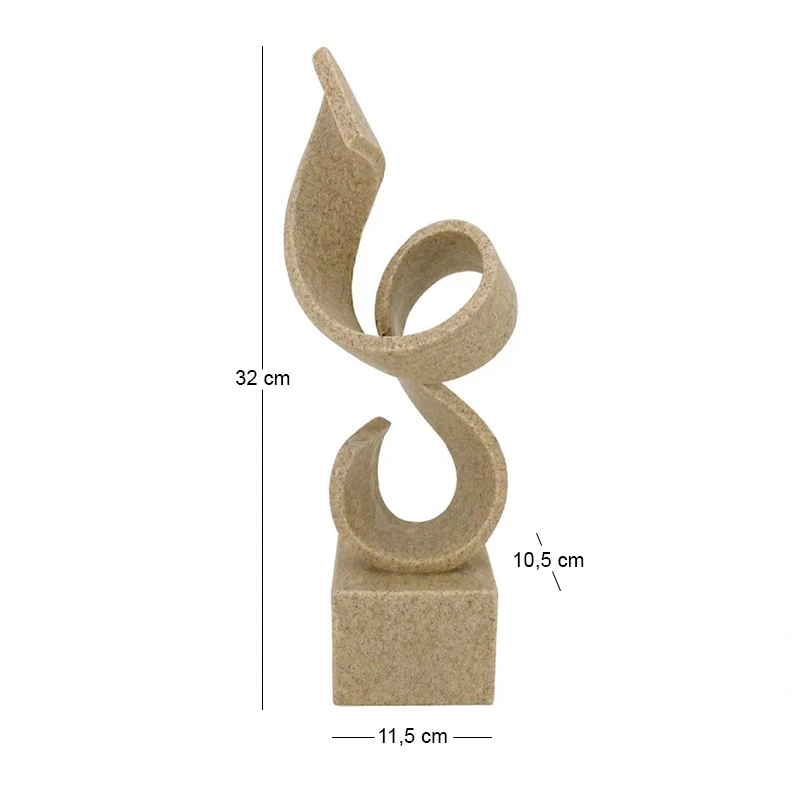 CREAM POLYRESIN ABSTRACT DECO SCULPTURE 11,5X10,5X32CM