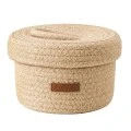 CREAM PAPER ROPE BASKET WITH LID D17X10CM