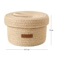 CREAM PAPER ROPE BASKET WITH LID D17X10CM