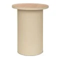 METAL SIDE TABLE IN CREAM COLOR WITH WOODEN SURFACE 36X36X45,5CM