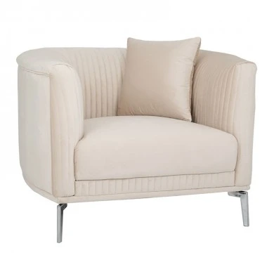 CREAM VELVET ARMCHAIR 106X96X73CM W SILVER METAL LEGS KD