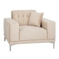 CREAM VELVET ARMCHAIR 114Χ86Χ85CM W SILVER METAL LEGS KD