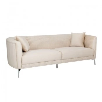 ΚΡΕΜ ΒΕΛΟΥΔΙΝΟΣ 3ΘΕΣΙΟΣ ΚΑΝΑΠΕΣ ΜΕ ΑΣΗΜΙ ΜΕΤΑΛΛΙΚΑ ΠΟΔΙΑ 220Χ96Χ73ΕΚ LEGS KD