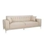 CREAM VELVET THREE-SEATER SOFA 236X86X85CM W SILVER METAL LEGS KD