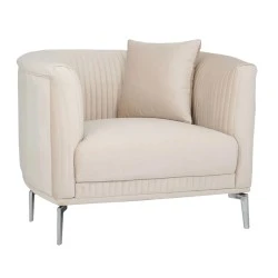 CREAM VELVET ARMCHAIR 106X96X73CM W SILVER METAL LEGS KD CREAM VELVET ARMCHAIR 106X96X73CM W SILVER METAL LEGS KD