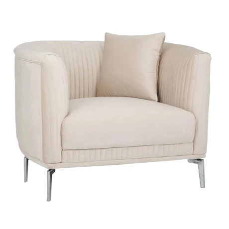 CREAM VELVET ARMCHAIR 106X96X73CM W SILVER METAL LEGS KD