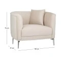 CREAM VELVET ARMCHAIR 106X96X73CM W SILVER METAL LEGS KD