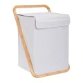 CREAM FABRIC LAUNDRY BASKET WITH LID 40X40X70CM
