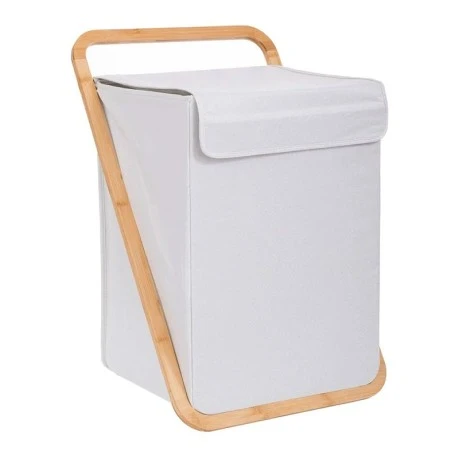 CREAM FABRIC LAUNDRY BASKET WITH LID 40X40X70CM