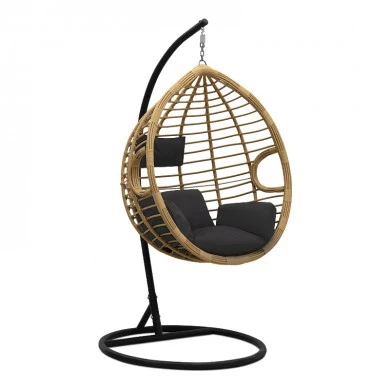 Veronica Megapap metallic wicker hanging swing in natural color 108x75x195cm.