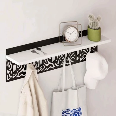 Wall hanger Novo Megapap made of metal - melamine color white - black 80x12.2x20cm.