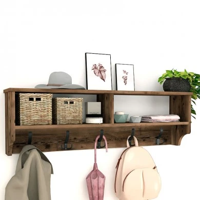 Ottila Megapap melamine wall hanger in smoked walnut color 120x22x37cm.