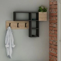 Game Megapap melamine wall hanger in oak-anthracite color  99,5x15x61cm.