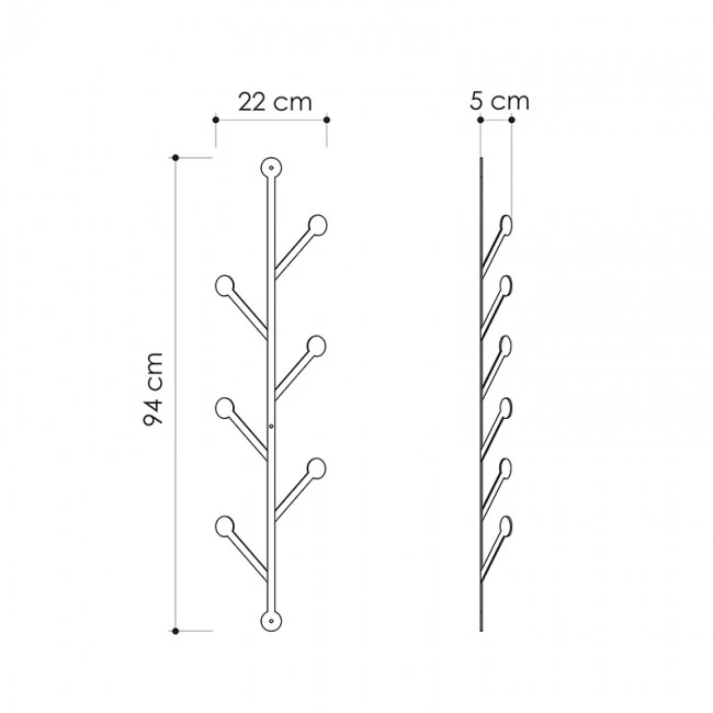 Κρεμάστρα τοίχου Ponpon Megapap μεταλλική χρώμα μαύρο 22x5x94εκ.