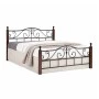 Adel double bed by metal - wood in black - walnut color 160x200cm.