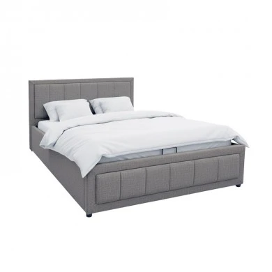 Huga pakoworld bed with storage space, fabric grey 160x200cm