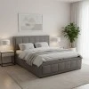 Huga pakoworld bed with storage space, fabric grey 160x200cm