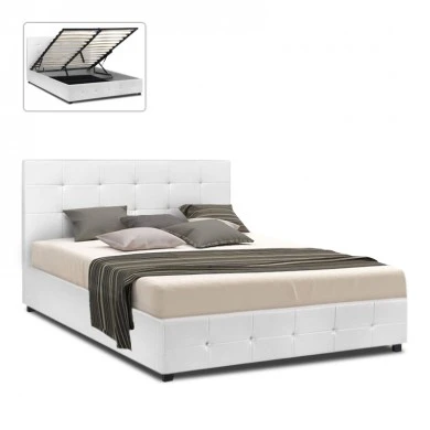 Iro Megapap PU leather bed with storage space in white color 160x200cm.