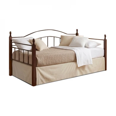 Κρεβάτι - Καναπές VINCENT DAYBED μεταλλικός και ξύλινος σε χρώμα μαύρο και καρυδί 90x190εκ.