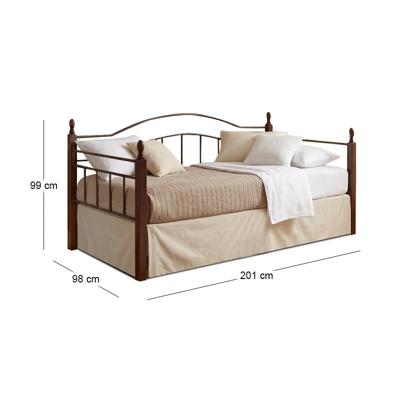 Κρεβάτι - Καναπές VINCENT DAYBED μεταλλικός και ξύλινος σε χρώμα μαύρο και καρυδί 90x190εκ.