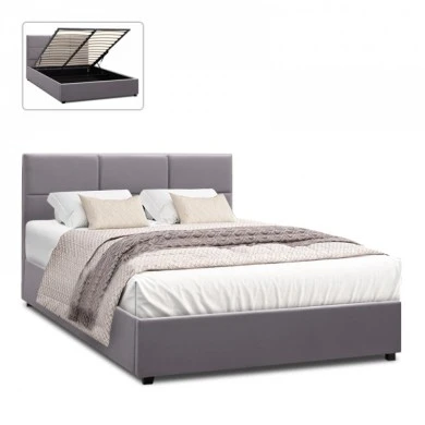 Kingston Megapap velvet bed with storage space in grey color 150x200cm.