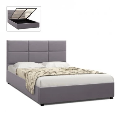 Kingston Megapap velvet bed with storage space in grey color 160x200cm.