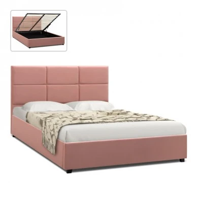 Kingston Megapap velvet bed with storage space in melon pink color 160x200cm.