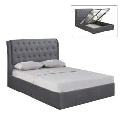 MAXWELL Gas Lift Bed 160x200cm Grey Fabric MAXWELL Gas Lift Bed 160x200cm Grey Fabric