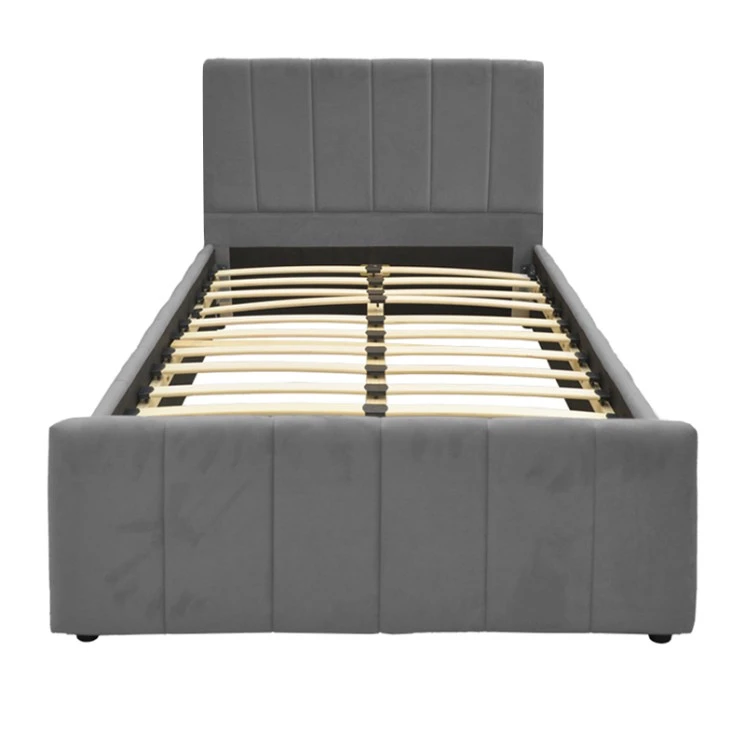 Single bed Doulia pakoworld anthracite velvet 100x200cm