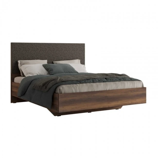 Oryana Megapap melamine - fabric bed in walnut color 160x200cm.