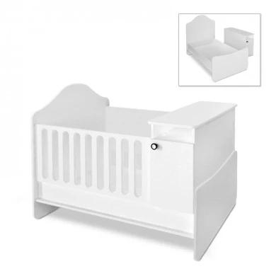 Polymorphic baby bed Lora Megapap made of melamine color white 133.6x92.5x105cm.