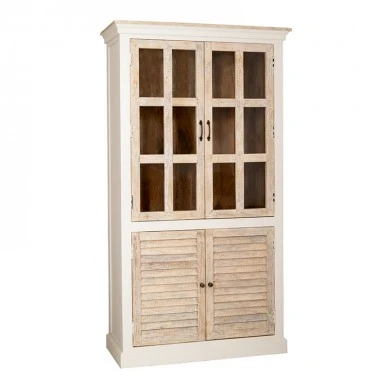 WOODEN DOUBLE DOOR BOOKCASE W GLASS 110x45x200CM