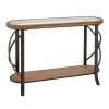WOODEN CONSOLE WITH GLASS AND GREY METAL FRAME 123X43X80,5CM