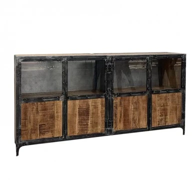 WOODEN DRAWER CABINET WITH GLASS 202x40x102CM
