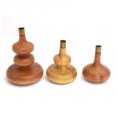 DECO WOODEN VASE 13X17CM