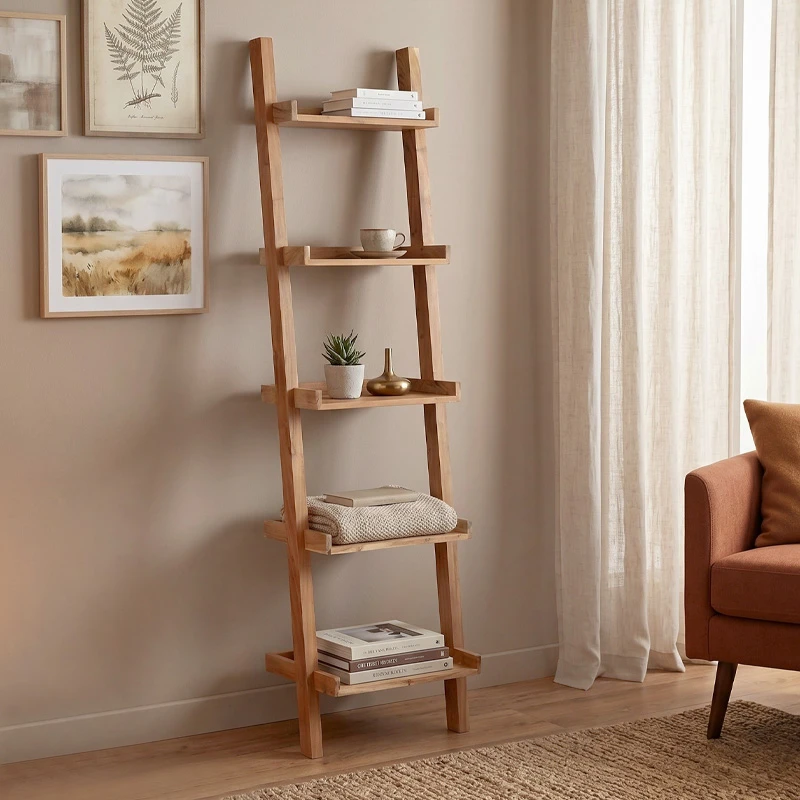 LADDER Book Case 45x35x190 Acacia Natural Finish