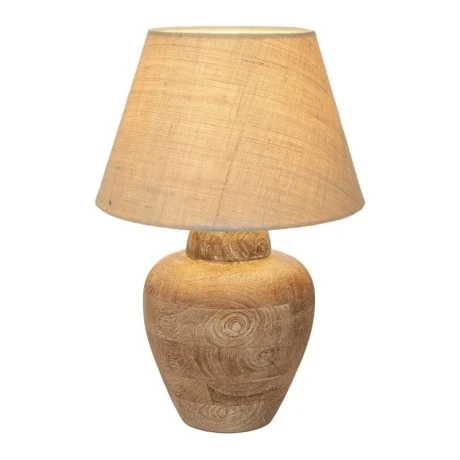 TABLE LAMP MADE OF MANGO WOOD WITH CREAM SHADE
