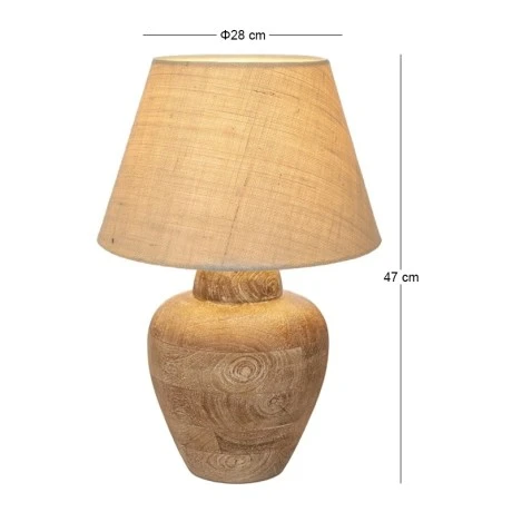 TABLE LAMP MADE OF MANGO WOOD WITH CREAM SHADE