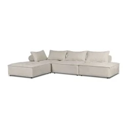 LARRY Multifunctional Corner Sofa, Fabric Ecru