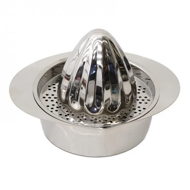 Homeplus lemon squeezer inox with 2 cones in silver color 18x15x14cm.
