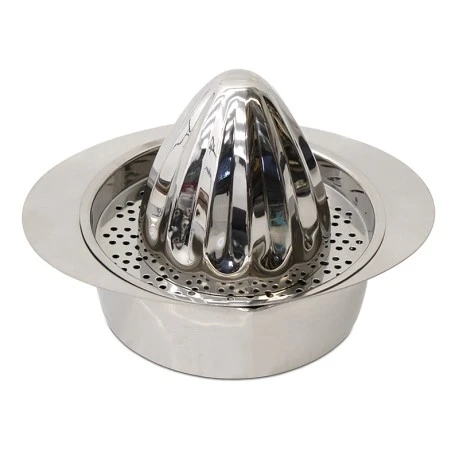 Homeplus lemon squeezer inox with 2 cones in silver color 18x15x14cm.