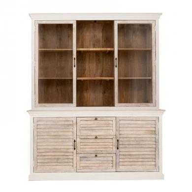 WHITE VINTAGE WOODEN BOOKCASE 180X45X220CM
