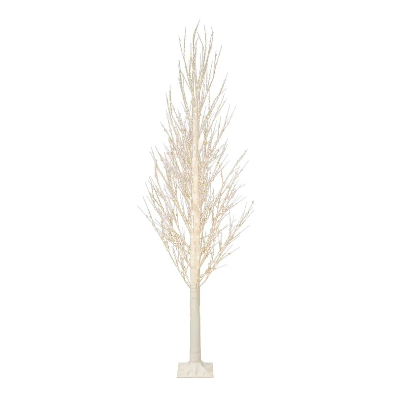 ILLUMINATED XMAS TREE 100CM WITH 500 WARM WHITE LED ON WHITE METAL BASE 18X18CM