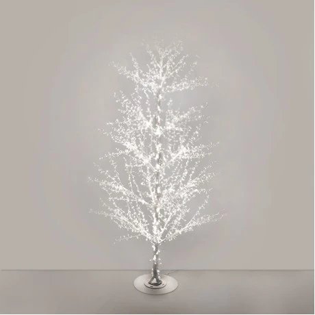 ILLUMINATED XMAS TREE 280CM WITH 1536 WARM WHITE LED ON WHITE METAL BASE